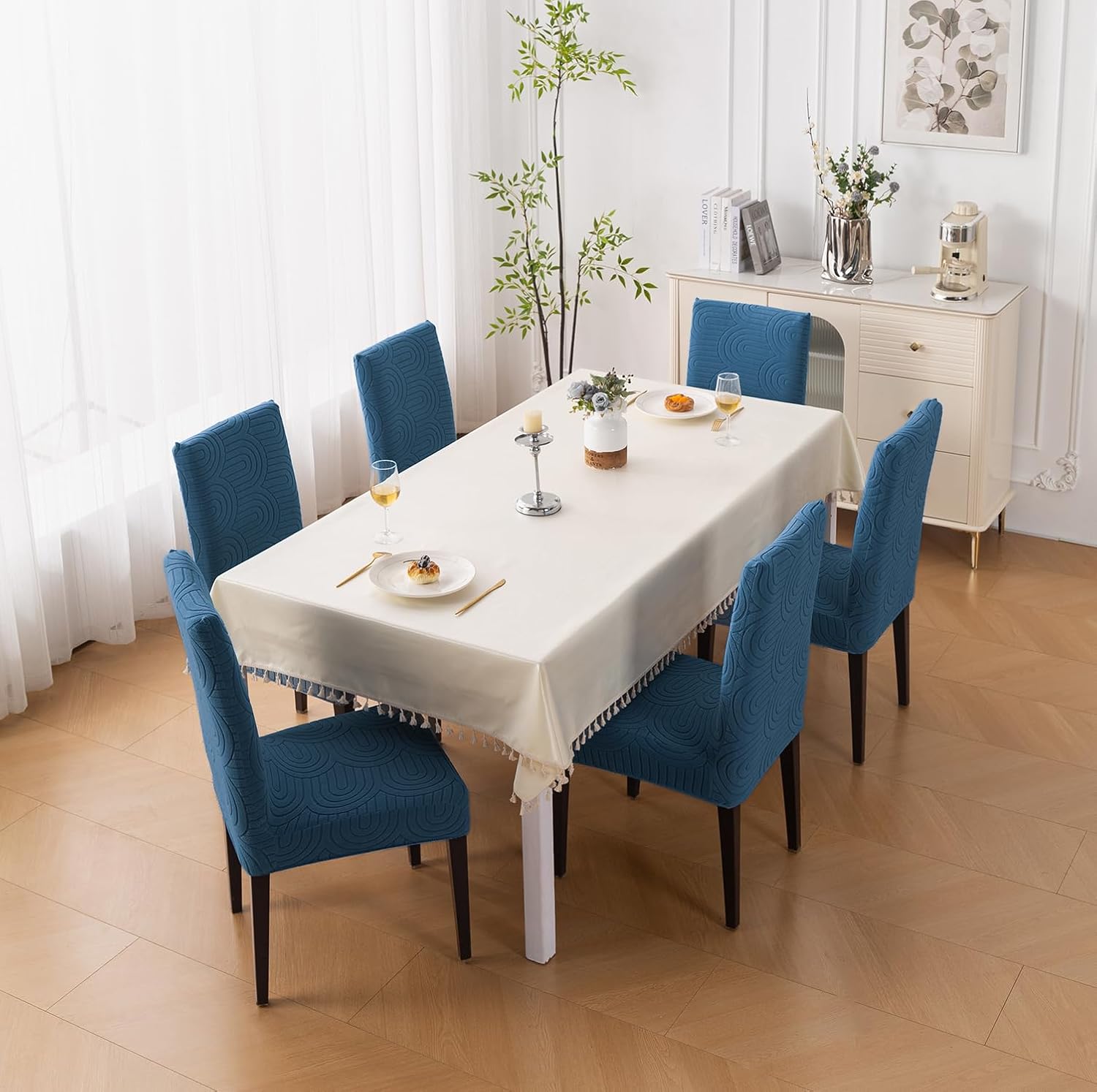 Premium Stretch Chair Cover – 220 GSM Jacquard Fabric (Navy)