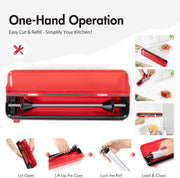 Aluminum Foil & Plastic Wrap Dispenser with Cutter - Red
