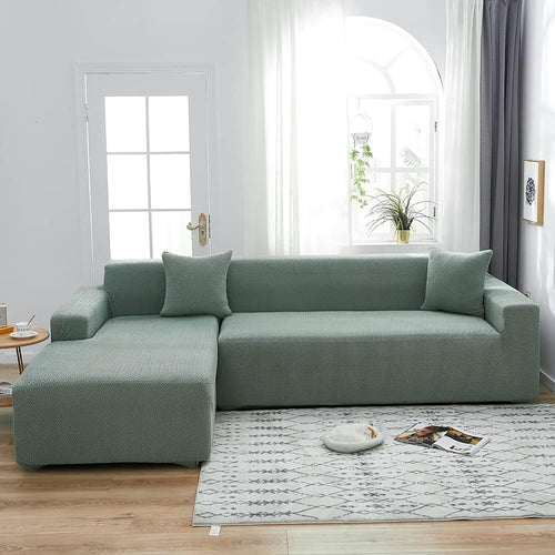 Universal Sectional Sofa Covers L - Shape 220 GSM (Pastel Green)
