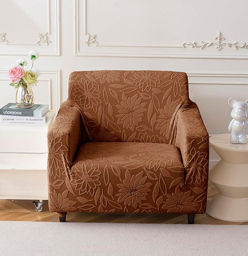 Universal Jacquard Waterproof Camellia Fabric Sofa Cover (Camel)