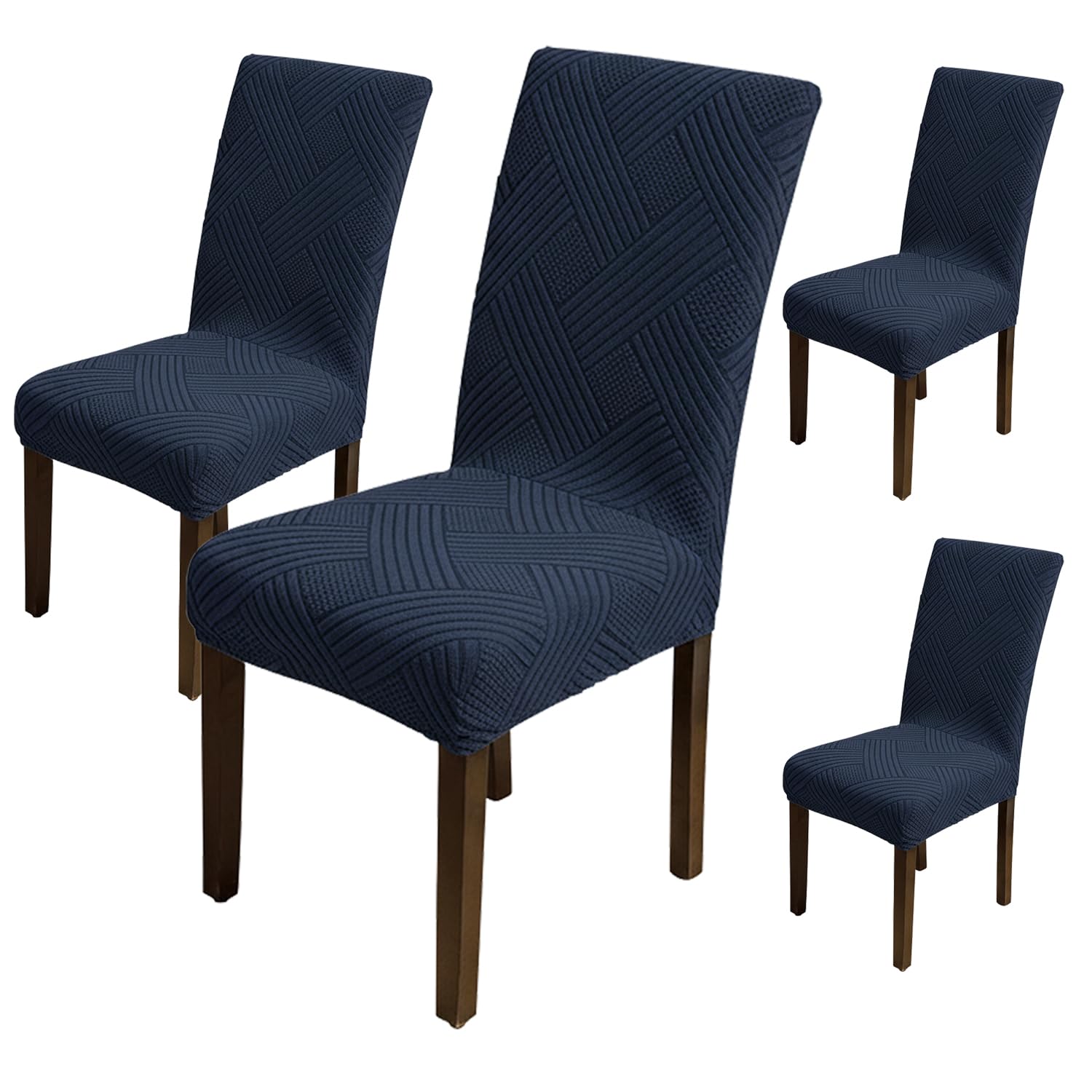 Elegant Jacquard Chair Cover – 220 GSM Stretch Fabric (NavyBlue)