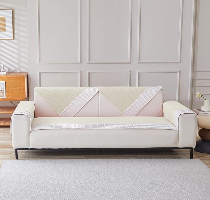 Velvet Sofa Covers Corduroy French Style 1/2/3/4 Seater (Cream)