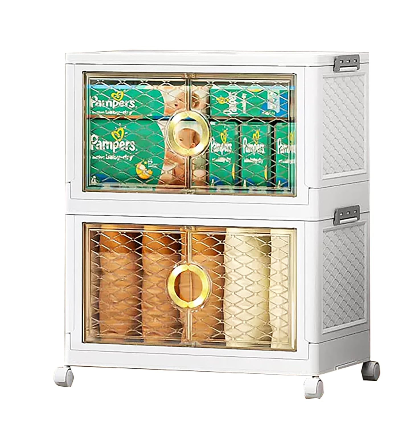 Plastic Storage Bins for Closet Organizers with Open Front Door (White)