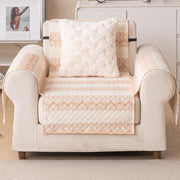 Quilted Printed Sofa Cover for Indian Sofa Set – Washable, Durable & Soft (Beige Loop)