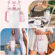 6-Piece Tumbler Accessories Set – Bow Pink | 40oz & 30oz | Tumbler Not Included