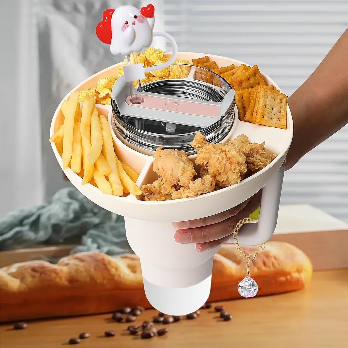 5Pcs Plastic Snack Bowl & Silicone Cup Boot Set for 40oz Tumbler with Handle( Tumbler Not Inclued)