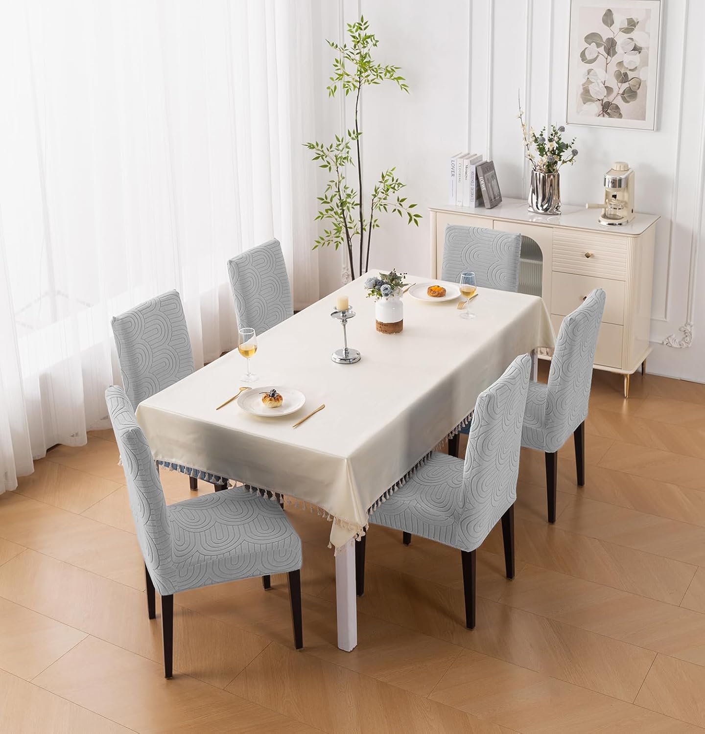 Premium Stretch Chair Cover – 220 GSM Jacquard Fabric (Grey)