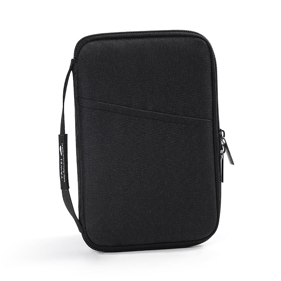 Travel Passport Holder Document Organizer Bag & Zip Closure (Black)