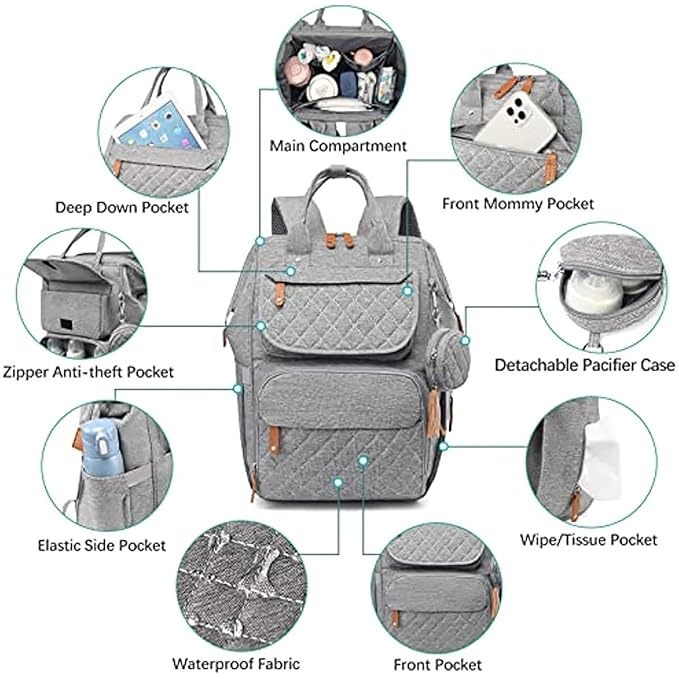 Baby Diaper Backpack with Pacifier Case