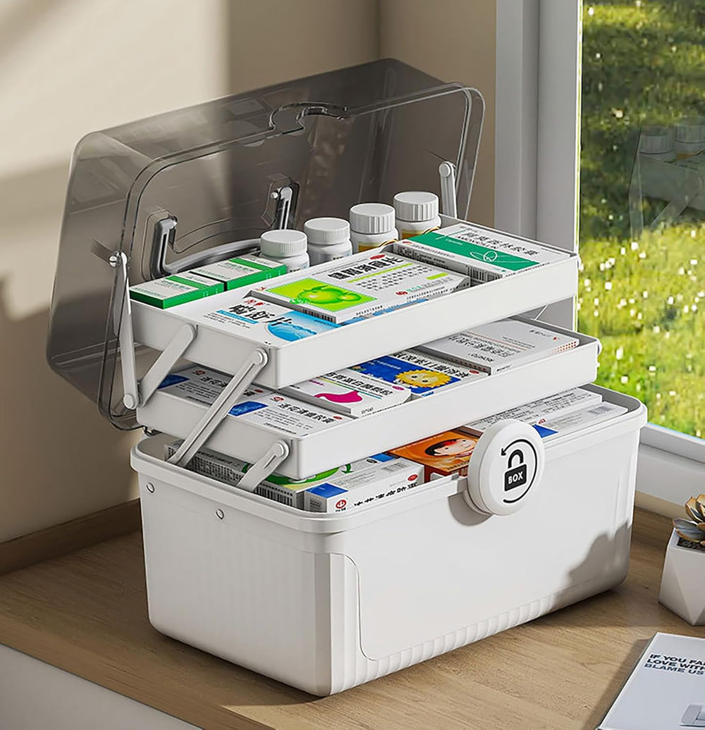 Multifunctional Storage Box - Portable Plastic Organizer (White)