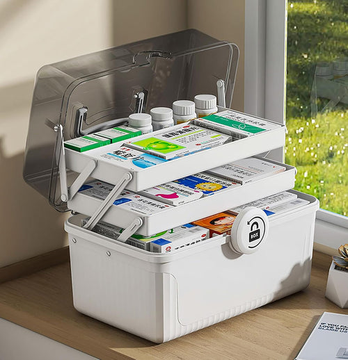 Multifunctional Storage Box - Portable Plastic Organizer (White)