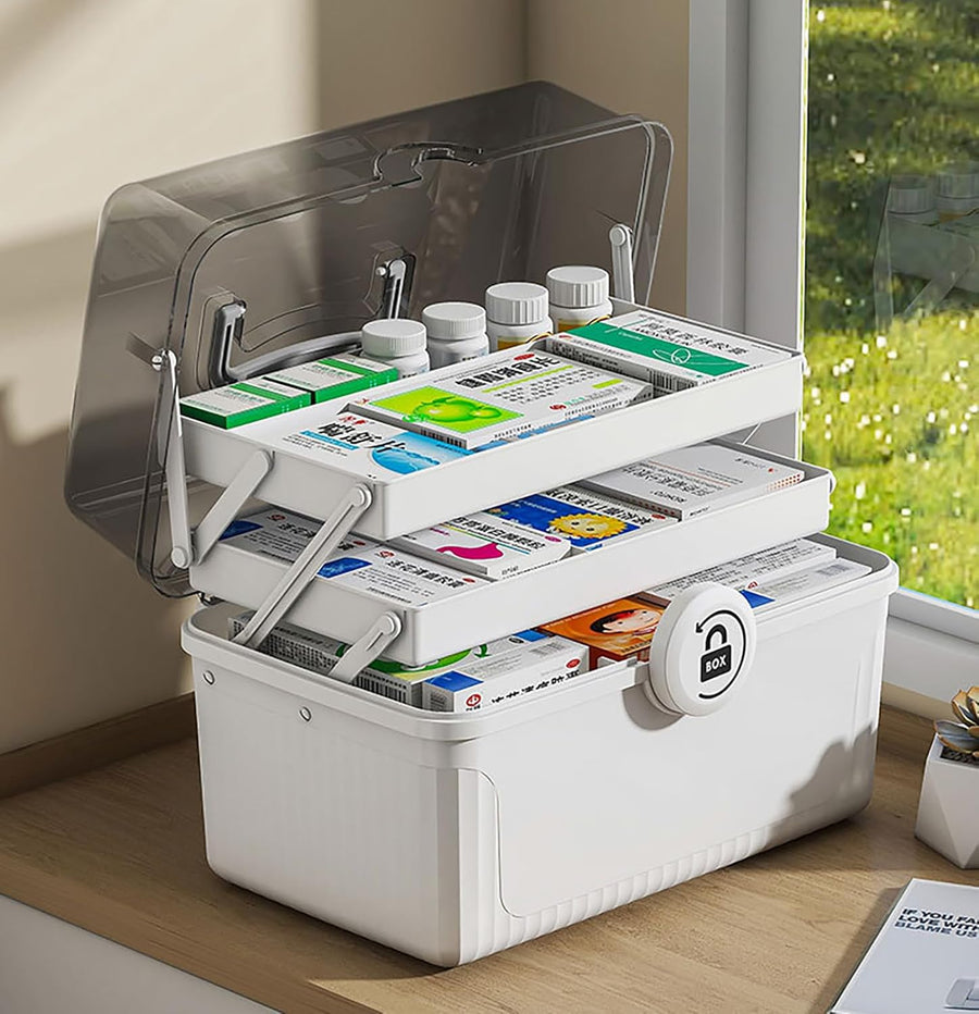 Multifunctional Storage Box - Portable Plastic Organizer (White)