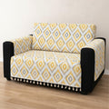IKATRA Series Quilted Printed Sofa Cover for Indian Sofa Set with Side Pocket (Sunburst)