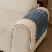Waffle Quilt Corduroy Chenille Sofa Cover – Quilted, Non-Slip, Washable & Durable Protector (Blue)