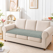 Ridge Plush Sofa Mat Floral Design - Green Soft Plush Fabric