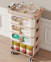 4-Tier Baby Dresser Storage Trolley Plastic Rolling Cart with Drawers