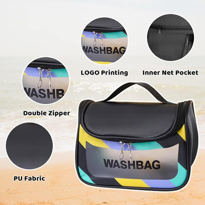 Travel Toiletry Bag for Women, Waterproof Cosmetic Wash Bag with Handy Handle - Black