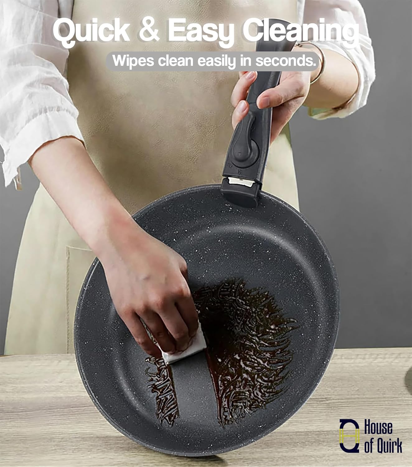 Maifan Stone Nonstick Cookware Set of 5 Detachable Handle Pots & Pans