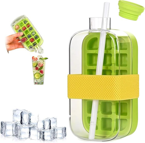 2-in-1 Ice Cube Bottle with Tray – Ice Maker & Water Bottle with Lid (800ml)