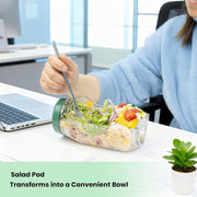 Portable Salad Pod Mason Jar with Leakproof Dressing Compartment – Reusable Travel Salad Container (Transparent)
