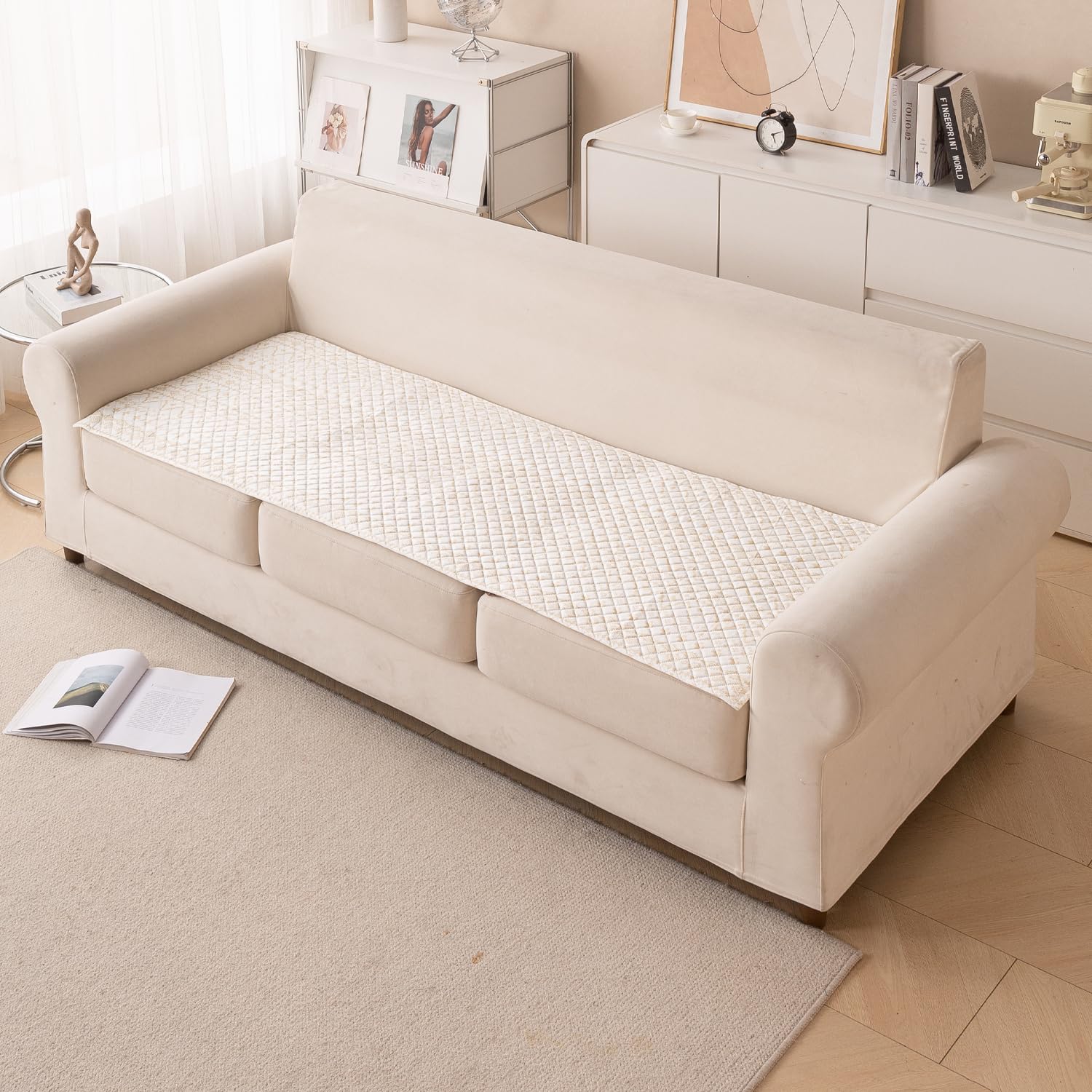 Printed Sofa Cover for Indian Sofa Set Quilted, Washable & Durable (Sandwave)