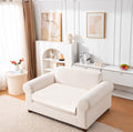 Rabbit Plush Sofa Mat Floral Design - Ivory
