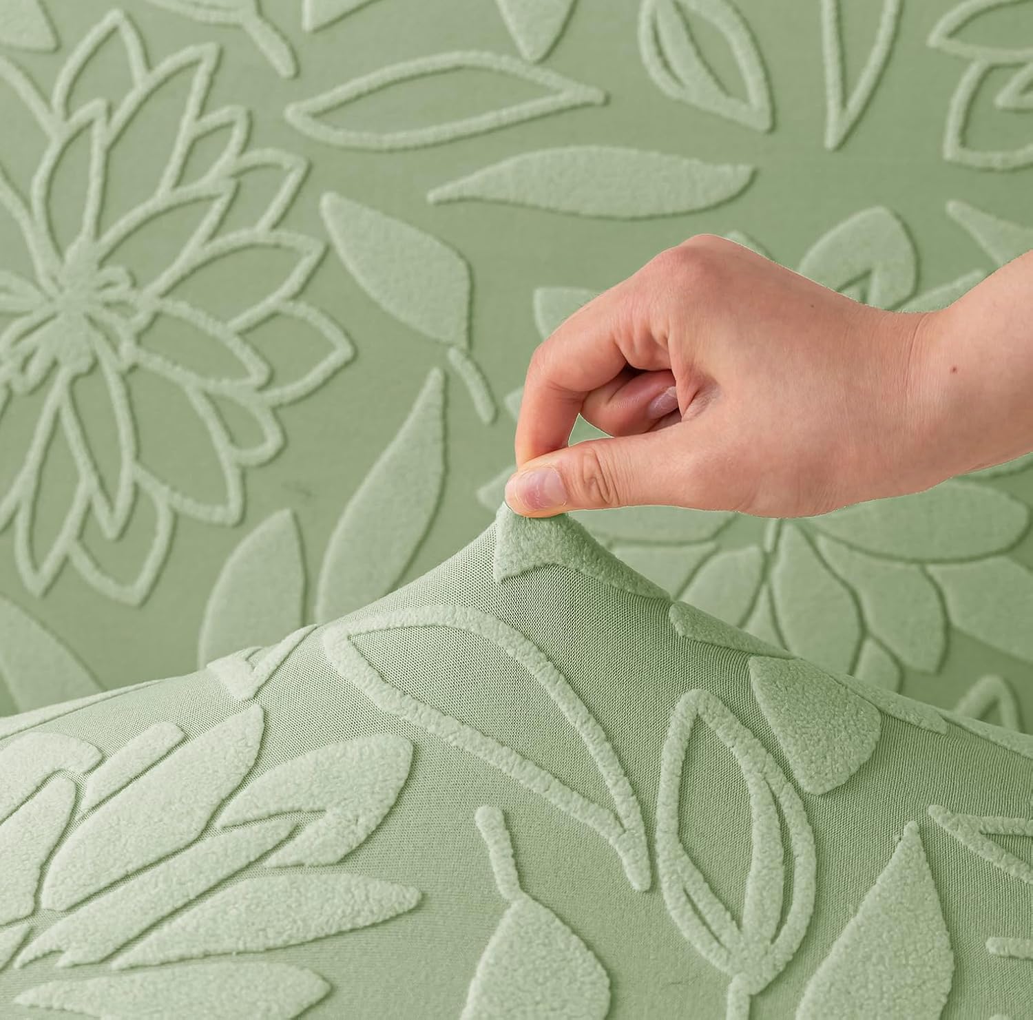 Universal Jacquard Waterproof Camellia Fabric Sofa Cover (Green)