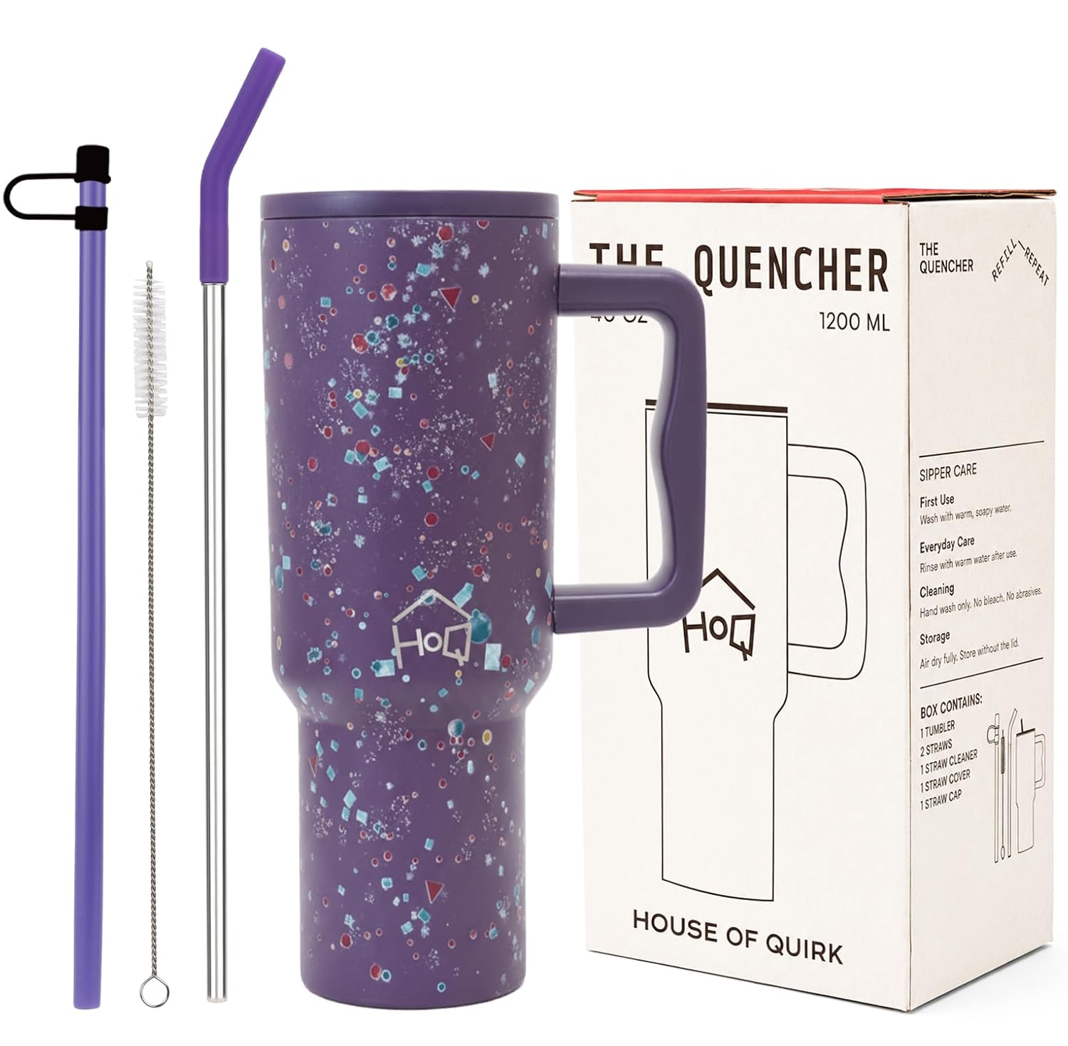 Stainless Steel Vacuum Tumbler with Straw and Lid & Handle - (1200 ML)