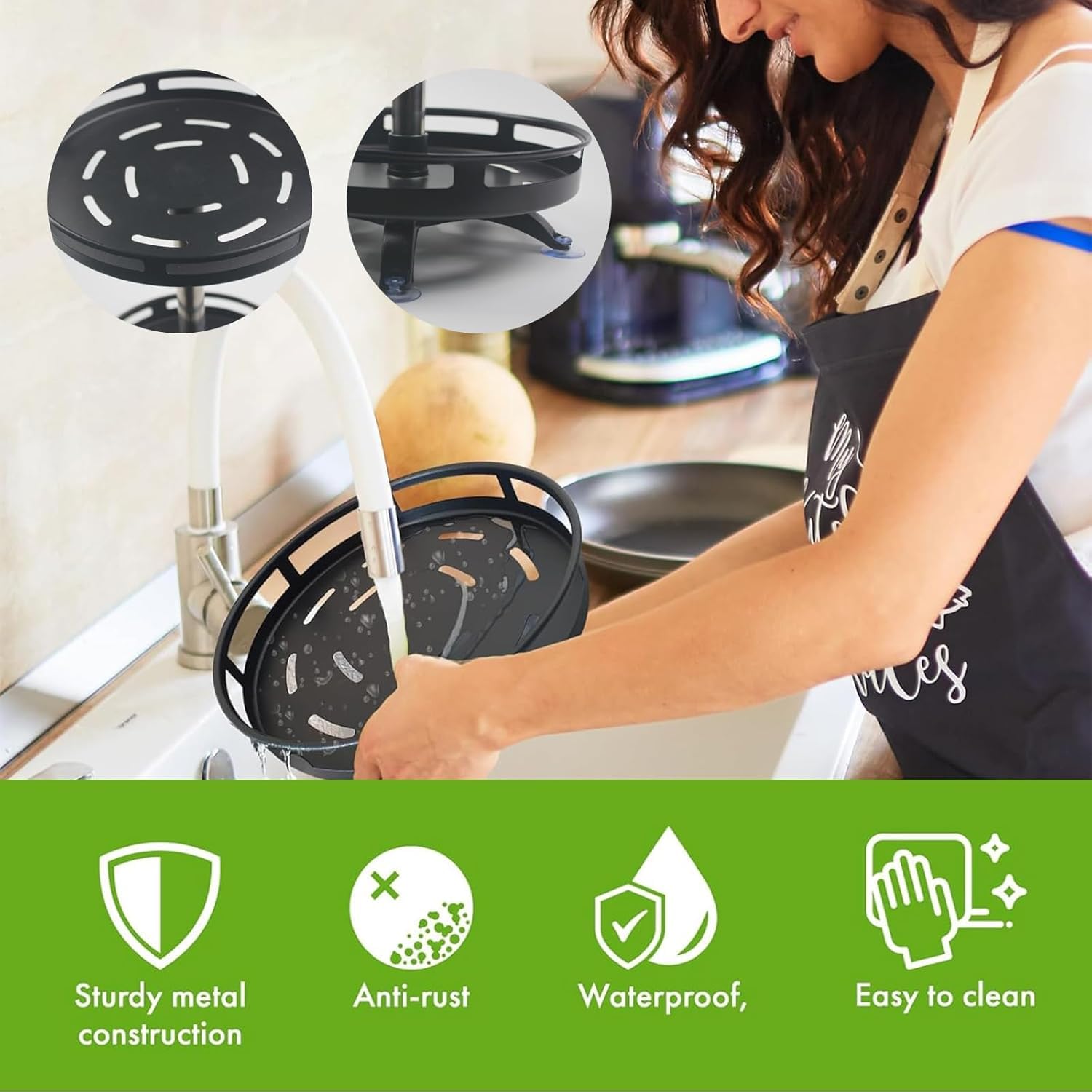 2-Tier Rotating Lazy Susan Organizer – Adjustable Metal Spice Rack for Kitchen & More