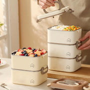 304 Stainless Steel Lunch Box with Divider, Lunch Bag & Spoon (Beige)