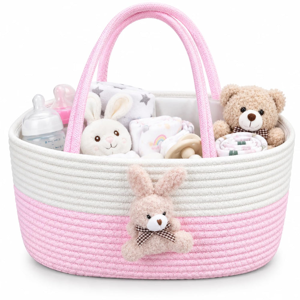 Baby Diaper Caddy Organizer Cotton Rope Basket