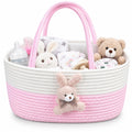 Baby Diaper Caddy Organizer Cotton Rope Basket