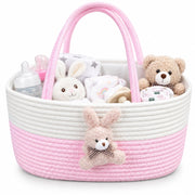 Baby Diaper Caddy Organizer Cotton Rope Basket