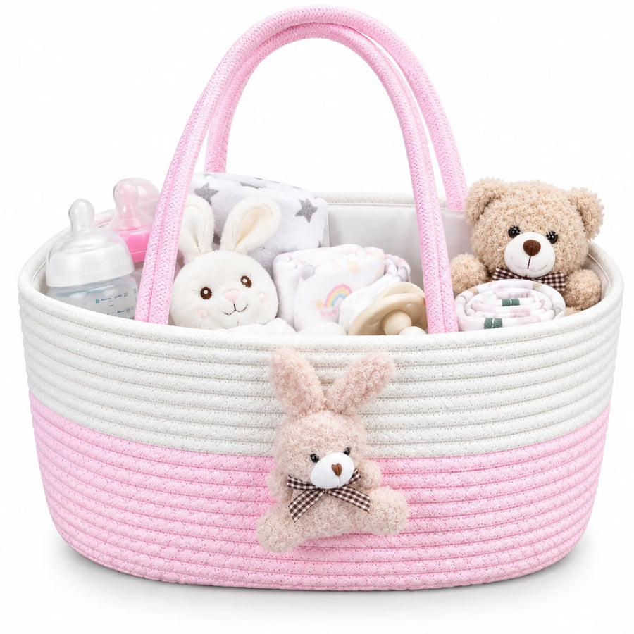 Baby Diaper Caddy Organizer Cotton Rope Basket