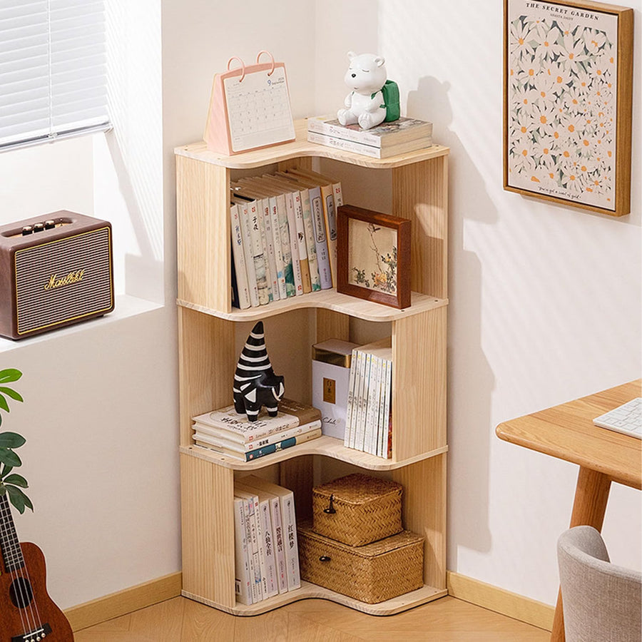 Bamboo 3-Tier Corner Storage Rack - Beige
