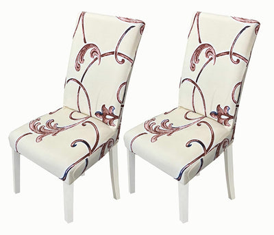 Printed Chair Cover - (Beige Orchid Stem)