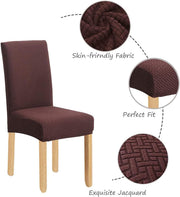 Elastic Jacquard Chair Cover Stretch Removable Washable (Dark Brown)