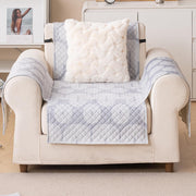 Quilted Printed Sofa Cover for Indian Sofa Set – Washable (Grey Loop)