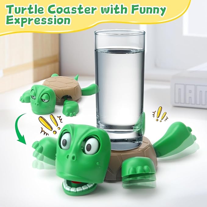 Turtle Coasters – Funny 3D Cup Coaster,Turtle Design (Green/Brown)