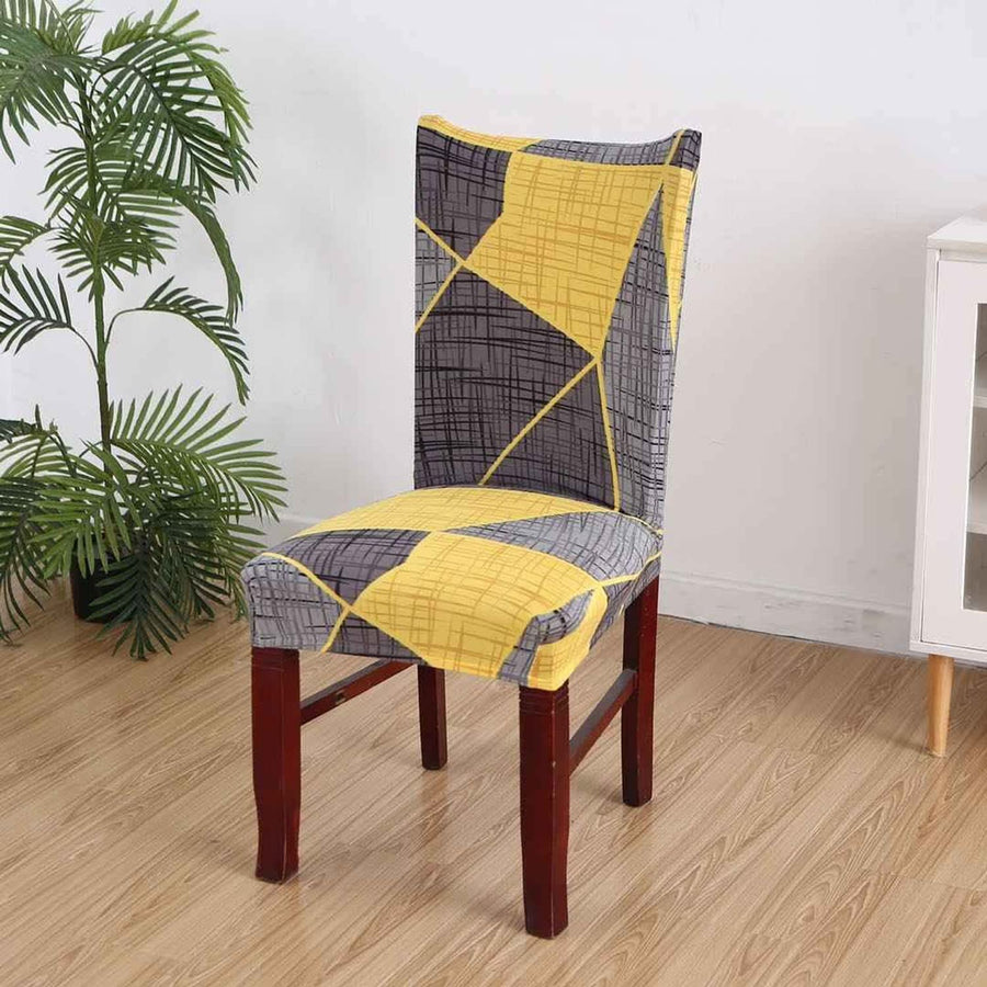 Elastic Chair Cover (Yellow Grey Prism)