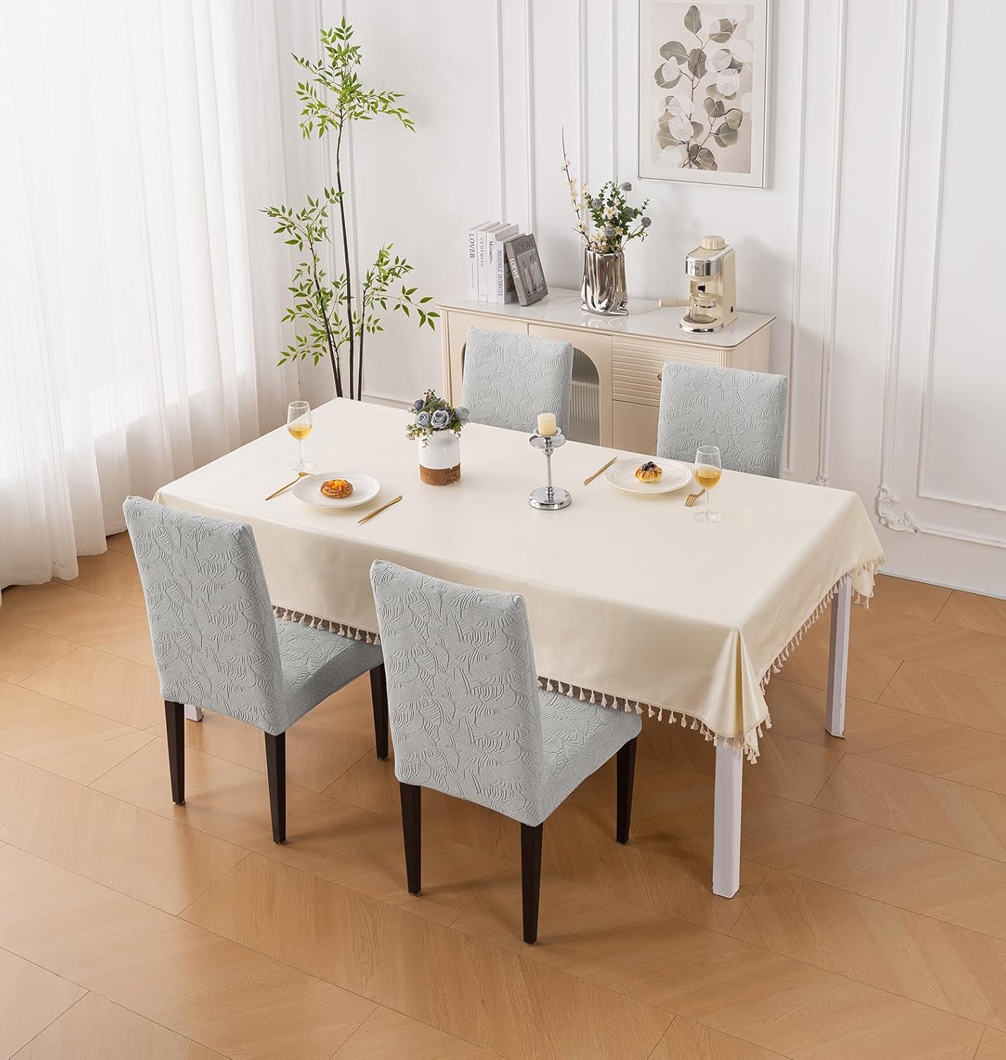 Stretchable Jacquard Dining Chair Cover – Universal Fit, 220 GSM-Grey