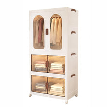 1-Layer Wardrobe with Multi Layer Folding Storage Box - White