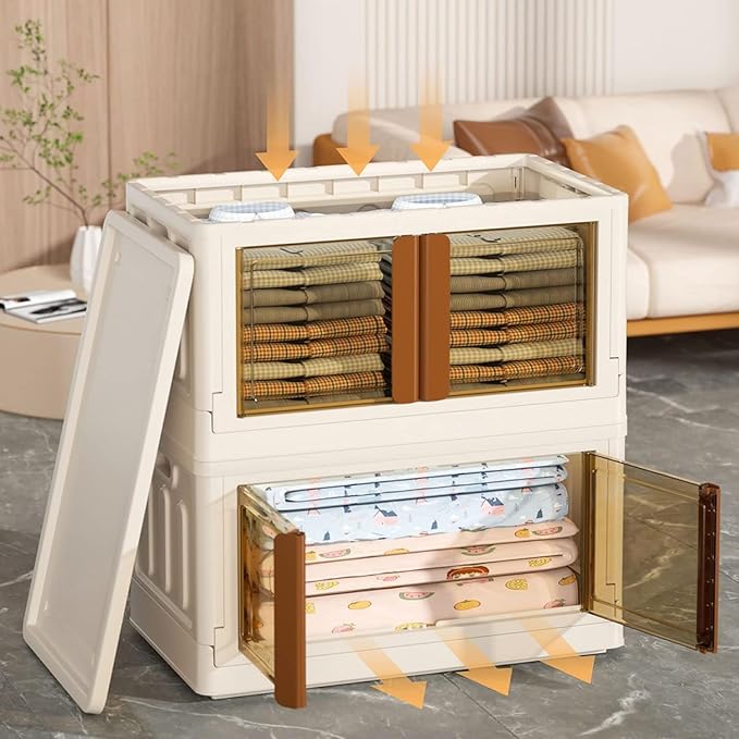 Plastic Storage Bins for Closet Organizers 72Litre (Beige) (Set of 1)