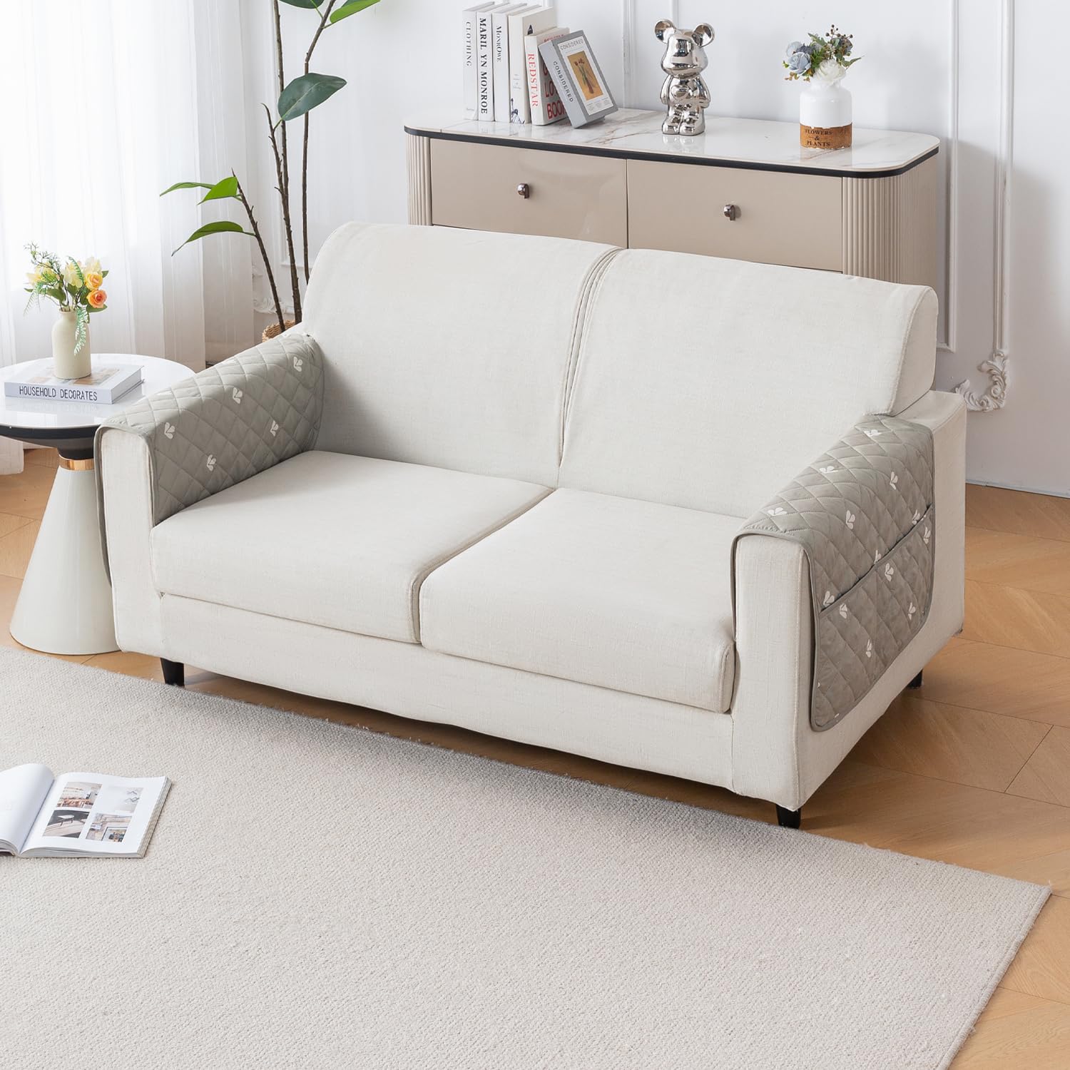 Printed Quilted Sofa Cover for 1/2/3/4 Seater Anti-Slip- Neem Buti