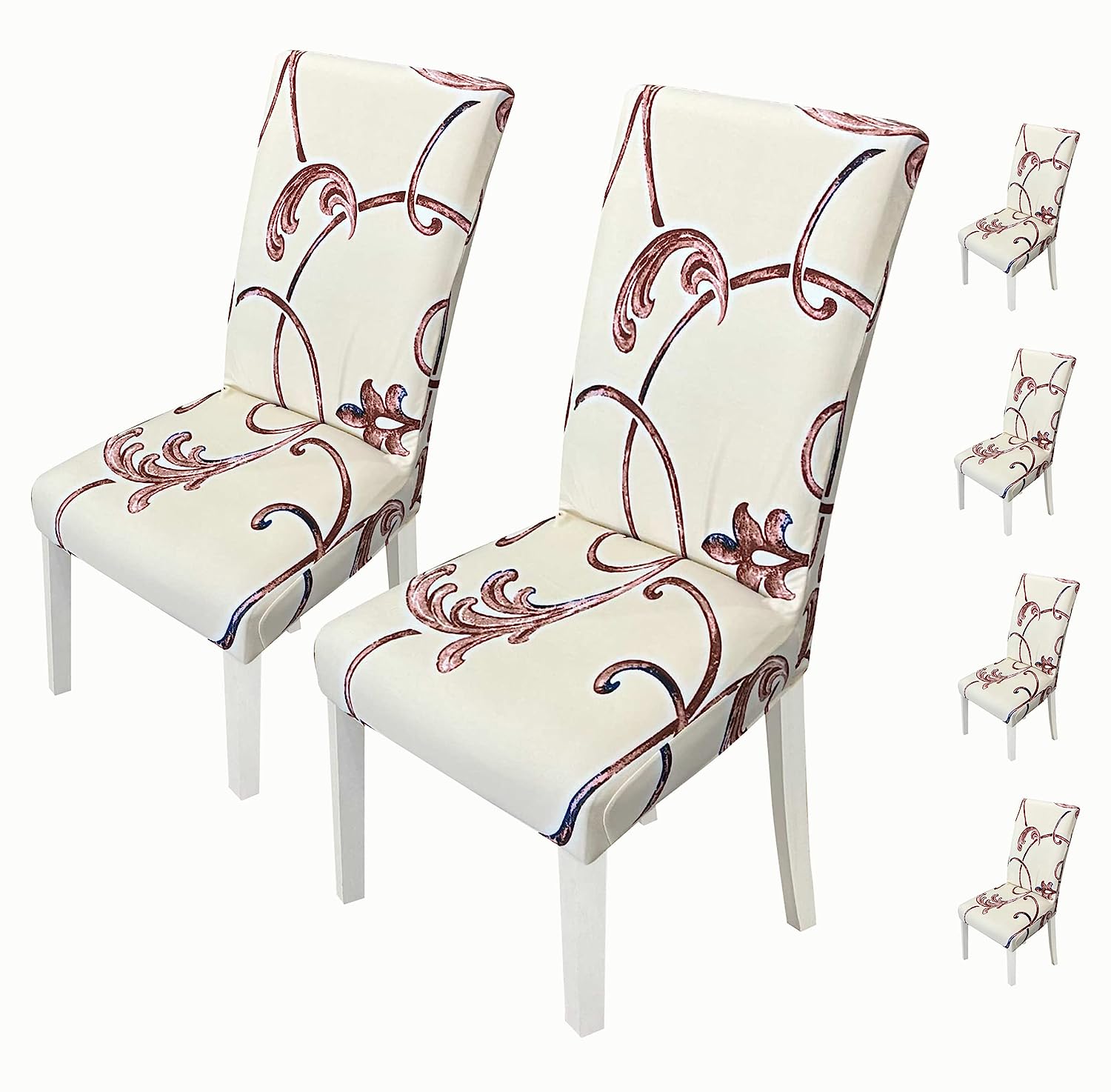 Printed Chair Cover - (Beige Orchid Stem)