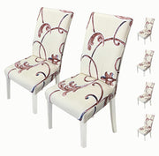 Printed Chair Cover - (Beige Orchid Stem)