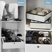 Set of 6 Foldable Storage Box Drawer Divider Organizer Basket Bins