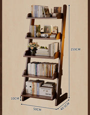 5-Tier Wooden Ladder Bookshelf - Brown 5-Tier