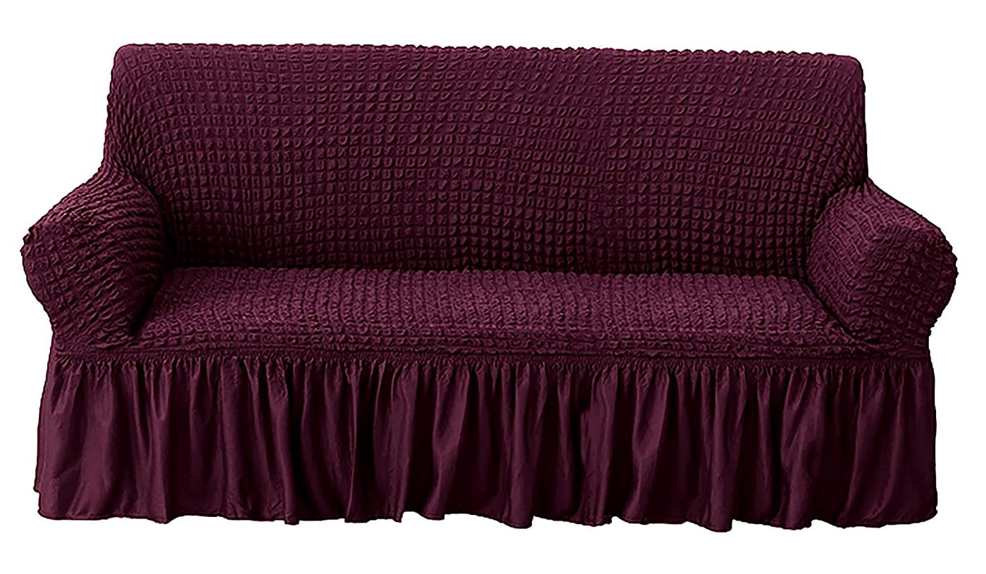 Bubble Frill Couch Cover-Wine