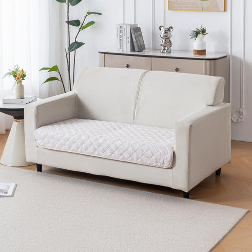 Printed Quilted Sofa Cover for 1/2/3/4 Seater Anti-Slip- Beige Blossom
